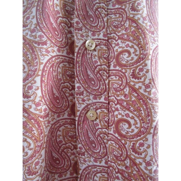 Synergy Raspberry Peach Paisley Button Up Shirt 3XL Liberty Cuffs EUC - Picture 16 of 16